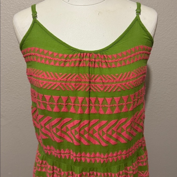 Devotion TWINS Arsida Embroidered Pink and Green Maxi Dress - Picture 4 of 8